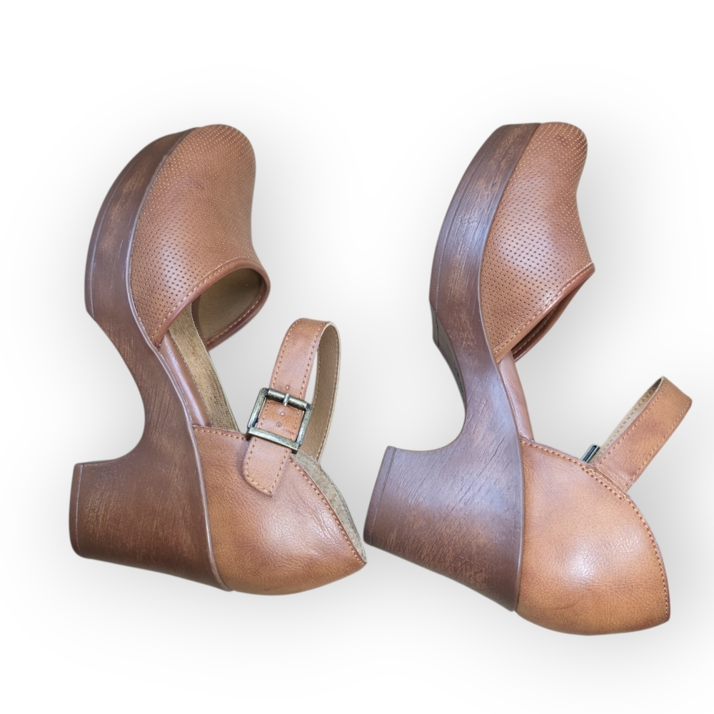 b.o.c. Gia clogs in brown leather, size 9. Mary Jane comfort shoes with block he - Picture 7 of 11